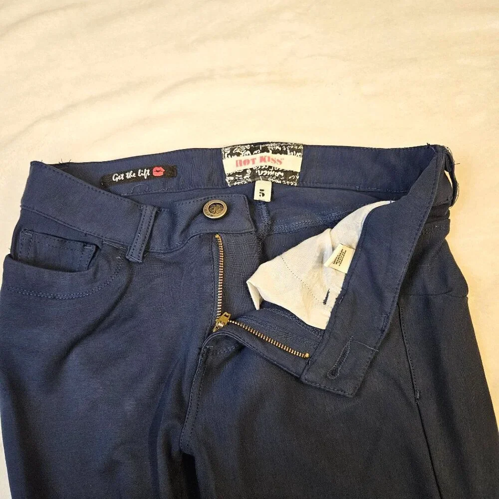 Hot Kiss Juniors Size 5 Slim Fit Stretch Denim Pants Navy Blue Casual Jeans